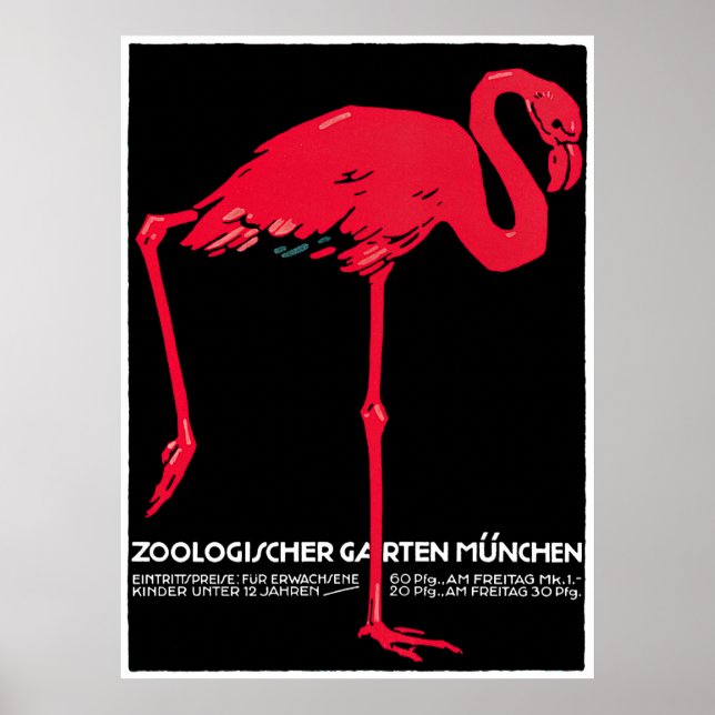 Vintage Werbung für den Münchner Zoo Poster (Vorne)