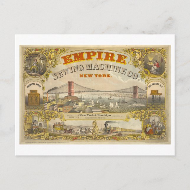 Vintage Werbung für Empire-Nähmaschinen Postkarte (Vorderseite)