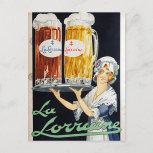 Vintage-Werbung für französisches Bier La Lorraine Postkarte