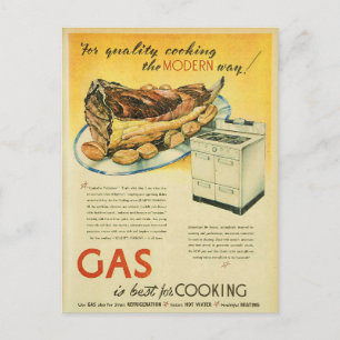 Vintage-Werbung für Gasherdkochen Postkarte