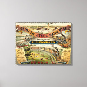 Vintage-Werbung für Glidden Steel Barb Wire Leinwanddruck