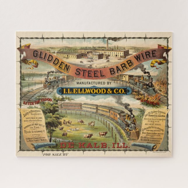 Vintage-Werbung für Glidden Steel Barb Wire Puzzle (Horizontal)