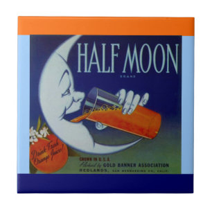 Vintage-Werbung für Half Moon Orange Kistenetikett Fliese