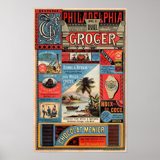 Vintage Werbung für Philadelphia Grocer Poster (Vorne)