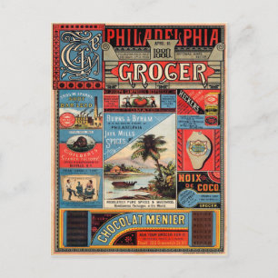 Vintage Werbung für Philadelphia Grocer Postkarte