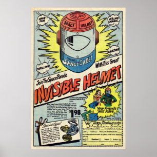 Vintage-Werbung für unsichtbaren Helm Kunst Poster
