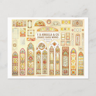 Vintage Werbung für verkettete Glasfenster Postkarte