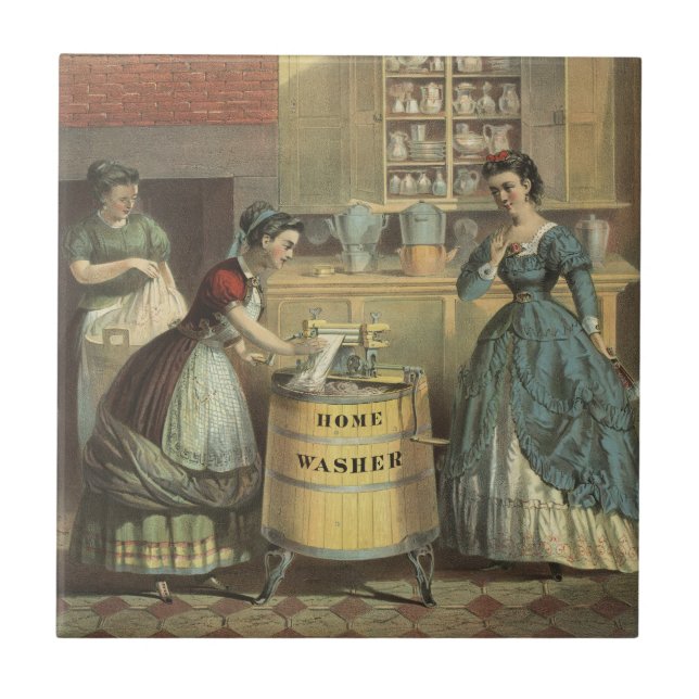 Vintage-Werbung für Zuhause-Waschmaschine und Wrin Fliese (Vorderseite)