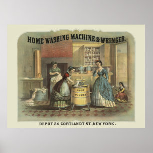 Vintage-Werbung für Zuhause-Waschmaschine und Wrin Poster