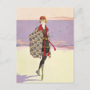 Vintage Werbung - Girl on Beach Postkarte