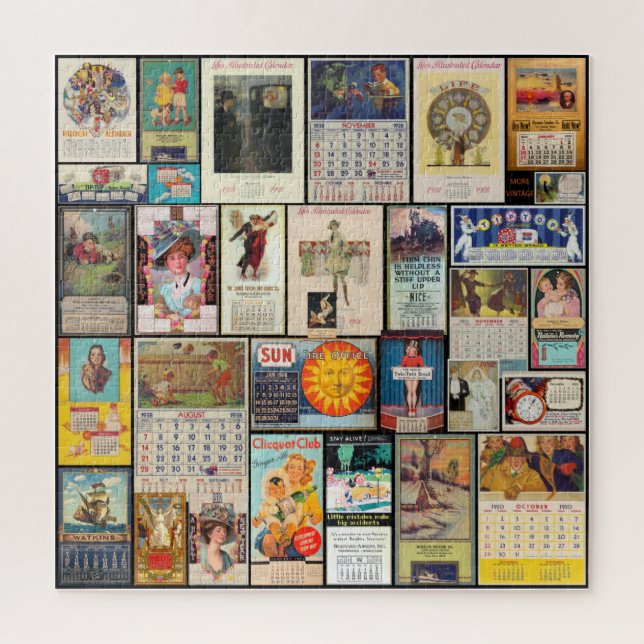 VINTAGE WERBUNG KALENDER COLLAGE, VERPACKT! PUZZLE (Vertikal)