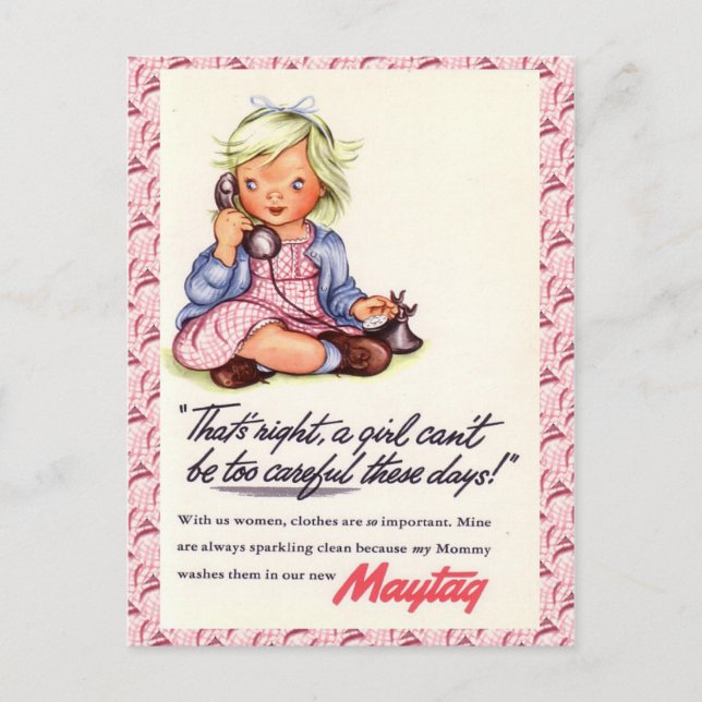 Vintage Werbung, Maytag, kleines Mädchen Postkarte (Vorderseite)