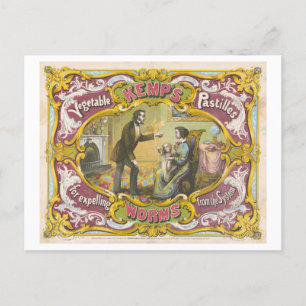 Vintage Werbung: Patentmedizin für Würmer Postkarte