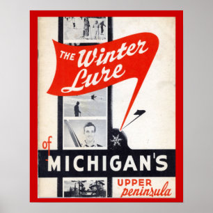 Vintage Werbung, Winterköder von Michigans Poster