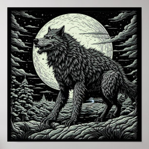 Vintage Werewolf Kunst und Kultur Poster