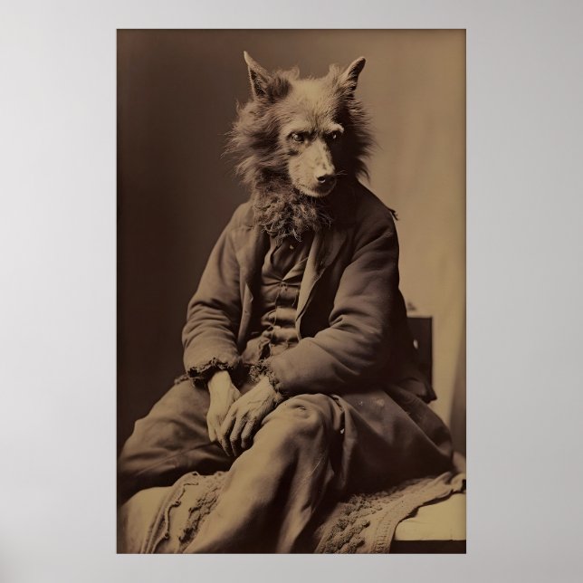 Vintage-Werwolf-Fotodruck Dark Academia Poster (Vorne)