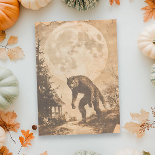Vintage-Werwolf-Halloween-Mond-Decoupage Seidenpapier