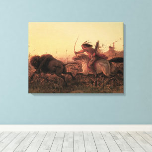 Vintage West, Indianische Büffeljagd von Charles W Leinwanddruck