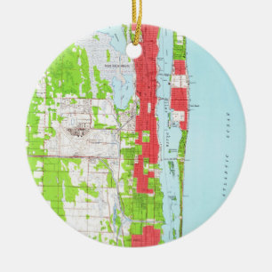 Vintage West Palm Beach & Palm Beach FL Karte (194 Keramikornament