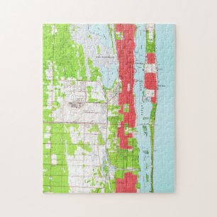 Vintage West Palm Beach & Palm Beach FL Karte (194 Puzzle