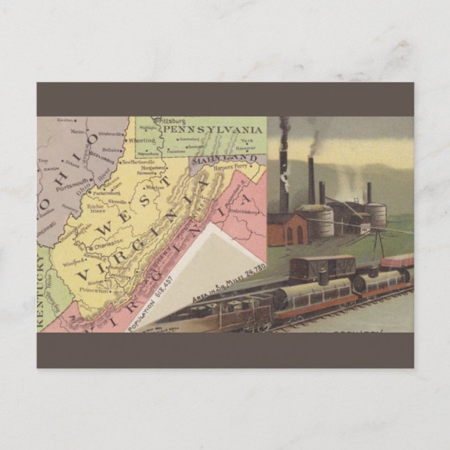 Vintage West Virginia Map Postkarte (Vorderseite)