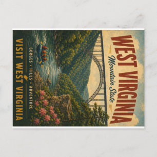 Vintage West Virginia Mountain State Scenic River Feiertagspostkarte