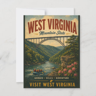 Vintage West Virginia Mountain State Scenic River Mitteilungskarte