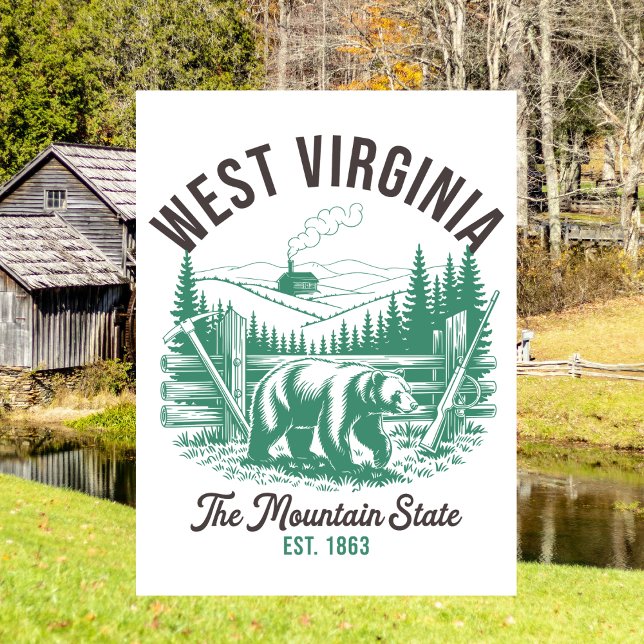 Vintage West Virginia The Mountain State Bear Postkarte (Vintage West Virginia The Mountain State Bear Postcard
)