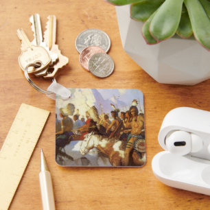 Vintage Western Art, Indianische Kriegspartei von  Schlüsselanhänger