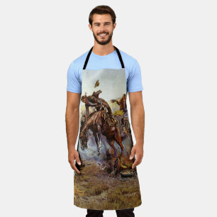 Vintage Western Cowboy auf dem Lager auf einem boc Schürze