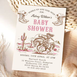 Vintage Western Cowboy Baby Shower Einladung