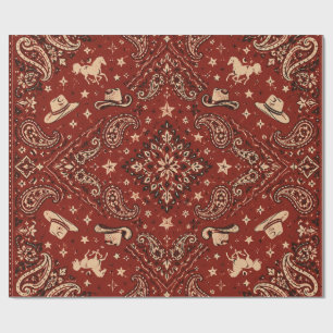 Vintage Western Cowboy-Bandana Rot Paisley Geschenkpapier
