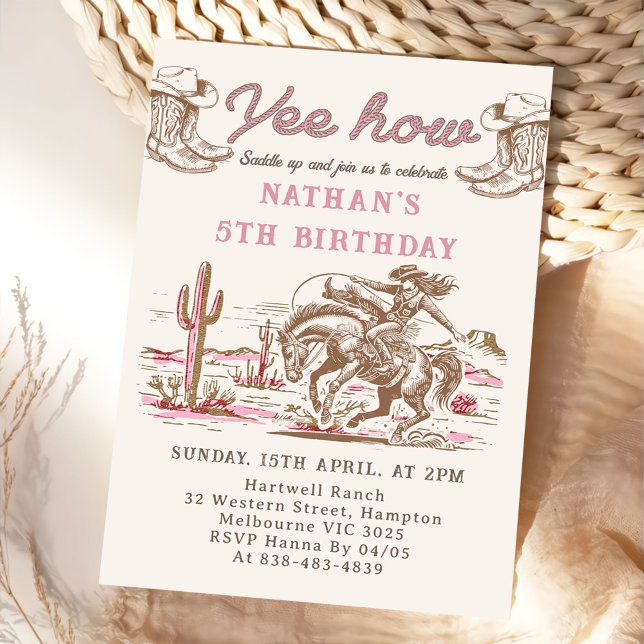 Vintage Western Cowboy Birthday Invitation  Einladung (Von Creator hochgeladen)