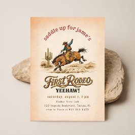 Vintage Western Cowboy Erstes Rodeo 1. Geburtstag Einladung