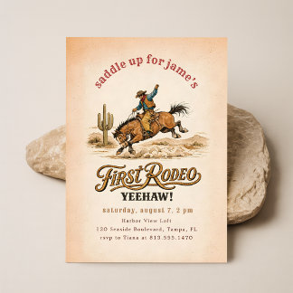 Vintage Western Cowboy Erstes Rodeo 1. Geburtstag Einladung