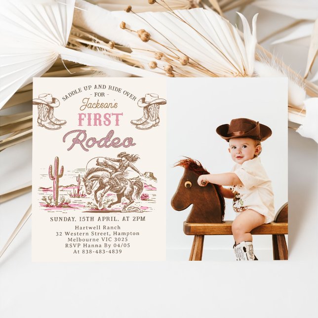 Vintage Western Cowboy First Rodeo Invitation  Einladung (Von Creator hochgeladen)