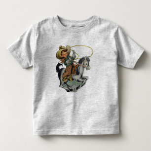Vintage Western Cowboy Kind auf Pferd mit Seil Kleinkind T-shirt
