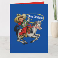 Vintage Western Cowboy Kind Pferd und Seil Weihnac