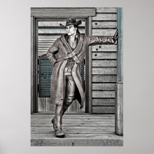 Vintage-Western-Cowboy-Porträtkunst Poster