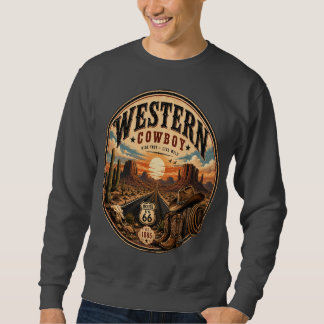 Vintage Western Cowboy Route 66 Wüsten Grafik T-Sh Sweatshirt
