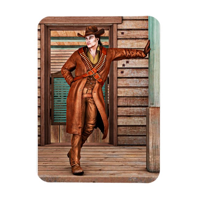 Vintage Western Cowboy Rustikale Frontier-Kunst Magnet (Vertikal)