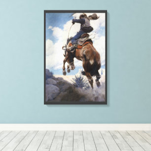 Vintage Western Cowboys, Bucking von NC Wyeth Leinwanddruck