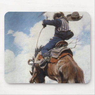 Vintage Western Cowboys, Bucking von NC Wyeth Mousepad