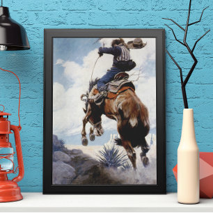 Vintage Western Cowboys, Bucking von NC Wyeth Poster