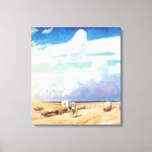 Vintage Western-Cowboys, Planwägen durch Wyeth Leinwanddruck