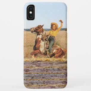 Vintage Western Cowgirl auf Pferd winkend Case-Mate iPhone Hülle