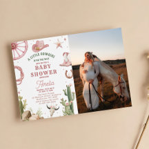 Vintage Western Cowgirl Babyparty-Einladung