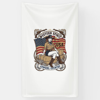 Vintage Western Cowgirl Patriotisches Shirt Design Banner