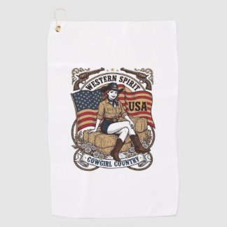 Vintage Western Cowgirl Patriotisches Shirt Design Golfhandtuch