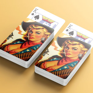 Vintage Western Cowgirl Pin-Up-Foto Spielkarten